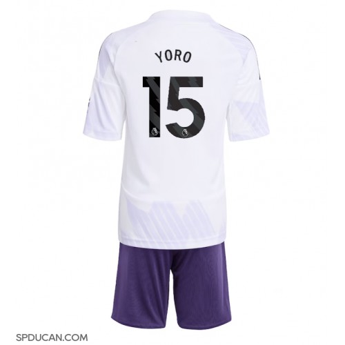 Dječji Nogometni Dres Manchester United Leny Yoro #15 Gostujuci 2025-26 Kratak Rukav (+ Kratke hlače)